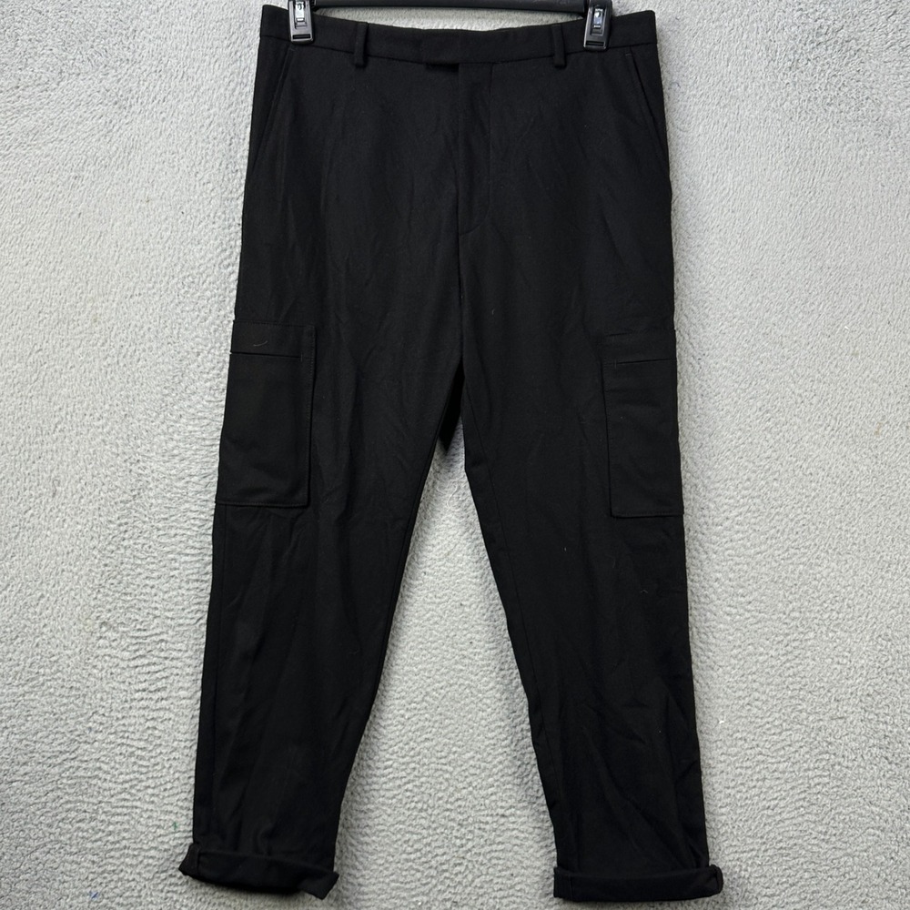 HUGO BOSS Mens 32X25 Pants Cargo Black Wool Blend Fast Shipping Authentic Pocket